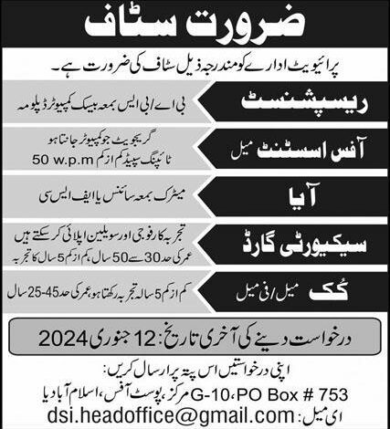 Private Jobs in Rawalpindi/Islamabad 2024